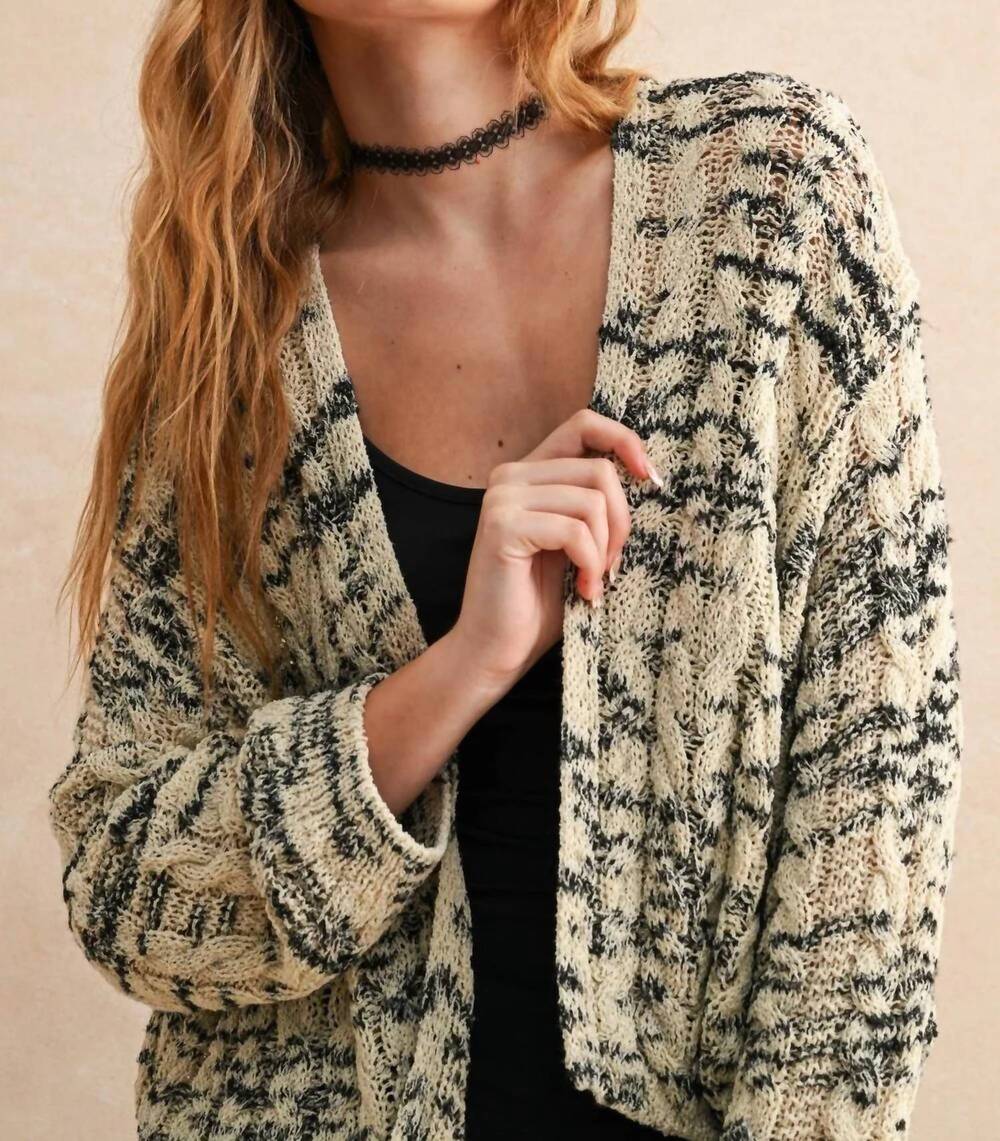 NEW MIOU MUSE andi cable knit cardigan in black/beige